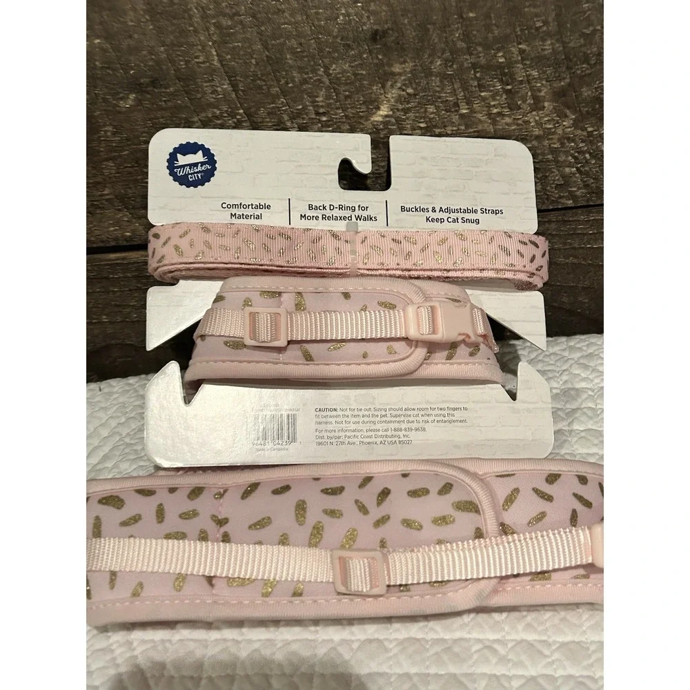 Whisker City Cat Vest Harness Adult Leash & Harness Pink‎ Gold NEW